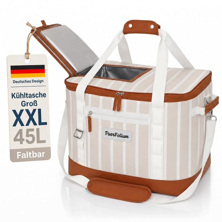 Kühltasche Gross 45 L Faltbar Wasserdicht Kühlbox Cooler Bag für Picknick Strand Camping Auto Einkau
