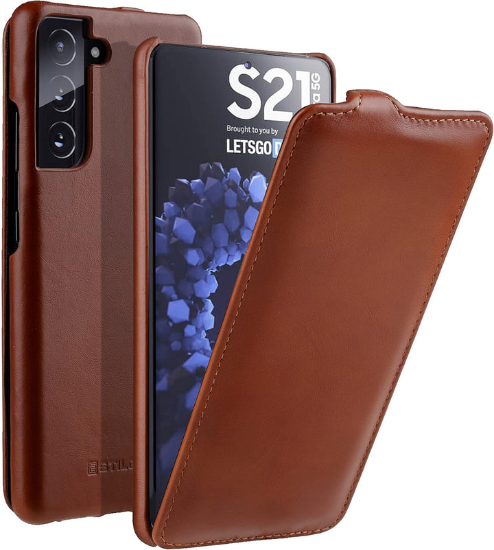 STILGUT UltraSlim kompatibel mit Samsung Galaxy S21 Plus Hülle - Samsung S21 Plus 5G Flip Case aus L