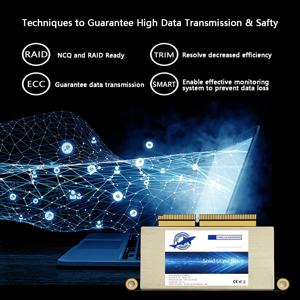 Dogfish 256GB SSD für MacBook Pro A1708 M.2 NVMe PCIe Gen3x4, interne Solid State Drive Upgrade für