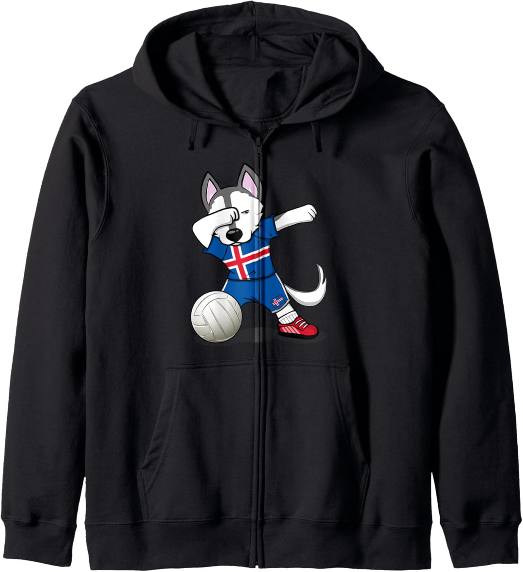 Dabbing Husky Hund Island Volleyball - Isländische Flagge Kapuzenjacke