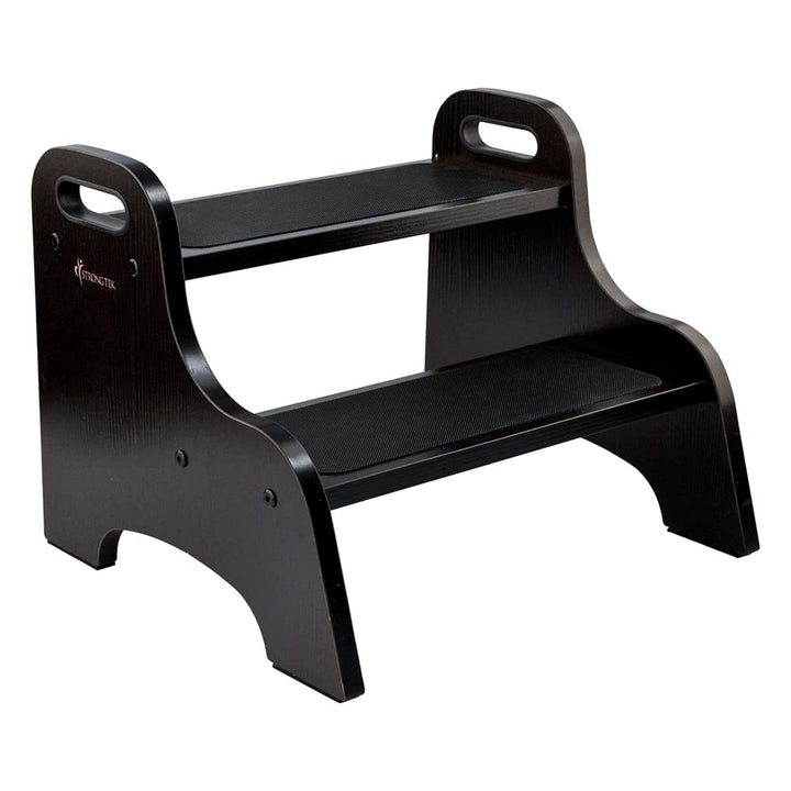StrongTek Wood 2 Tritthocker für Kinder mit Rutschfester Trittfläche, tragbaren Griffen, rutschfeste