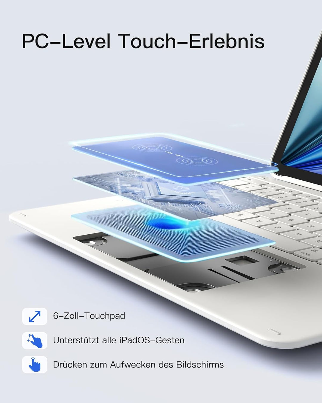 Inateck Tastatur Hülle Kompatibel mit iPad Air 13 Zoll (2025/2024),Tastatur für ipad Pro 12.9 Zoll 6