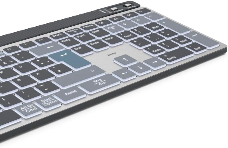 Hama Tastatur-Maus-Set kabellos WKM-750 (Multi-Device 1x Funk, 2X Bluetooth für PC, Laptop, Tablet,