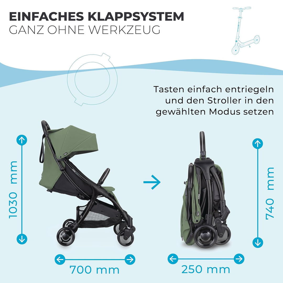GLOBBER STROLL LITE Kinderwagen – Baby Stroller bis 22 kg - Buggy klein zusammenklappbar - Reisebugg