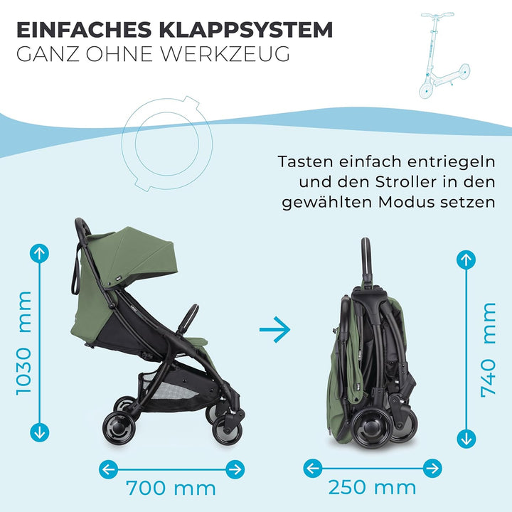 GLOBBER STROLL LITE Kinderwagen – Baby Stroller bis 22 kg - Buggy klein zusammenklappbar - Reisebugg