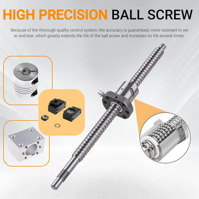CNCYEAH SFU1204 Kugelumlaufspindel 550mm Gewindespindel Edelstahl Linearführung mit Bearbeitetem End