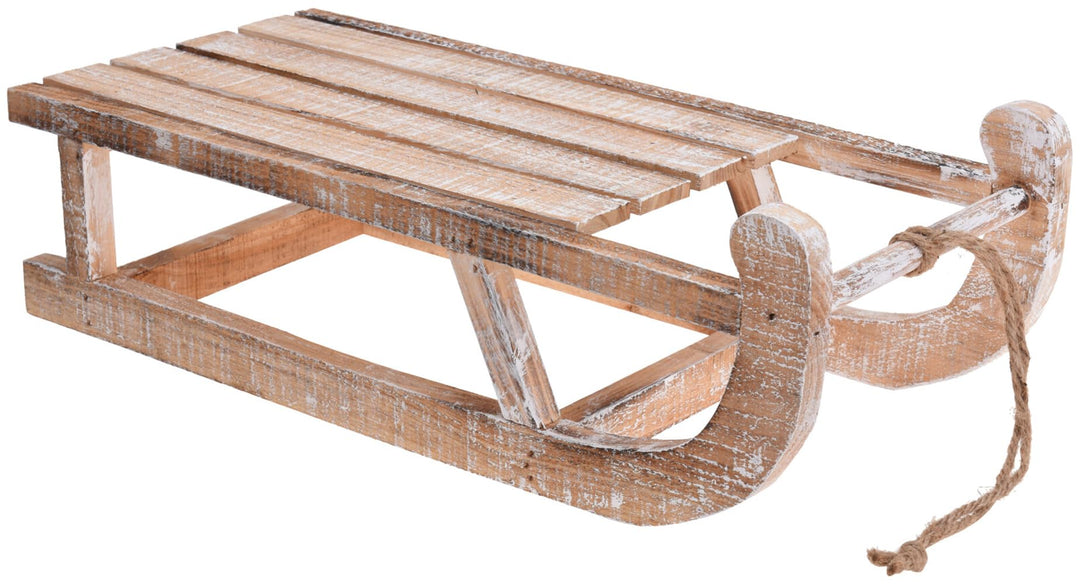 Deko Schlitten aus Holz 50 cm White Washed - Nostalgie Schlitten, Winterdeko, Deko Skihütte, Weihnac