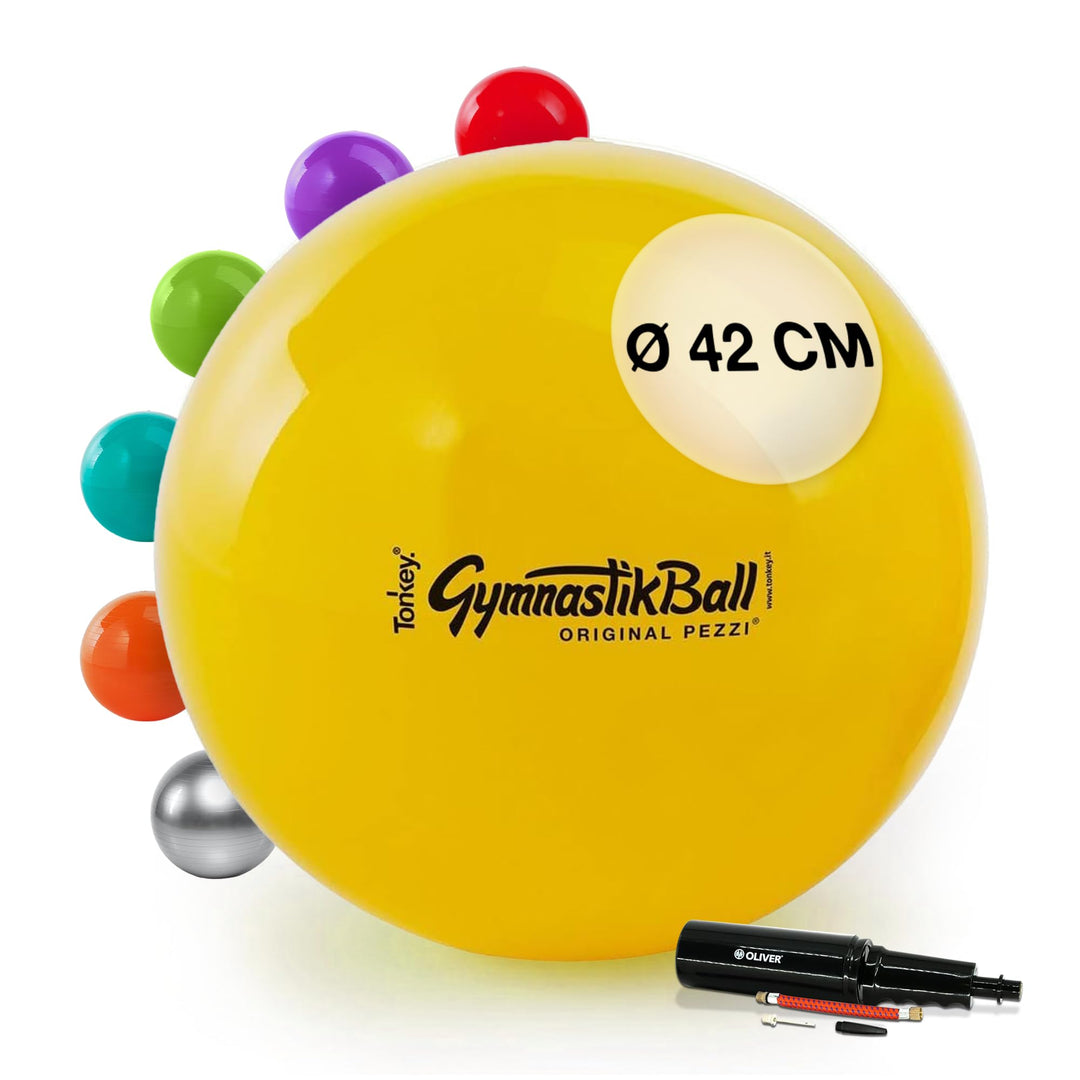 PEZZI Original Gymnastik Ball Plus Pumpe Sitz Therapie Pilates 42cm Gelb, 42cm Gelb