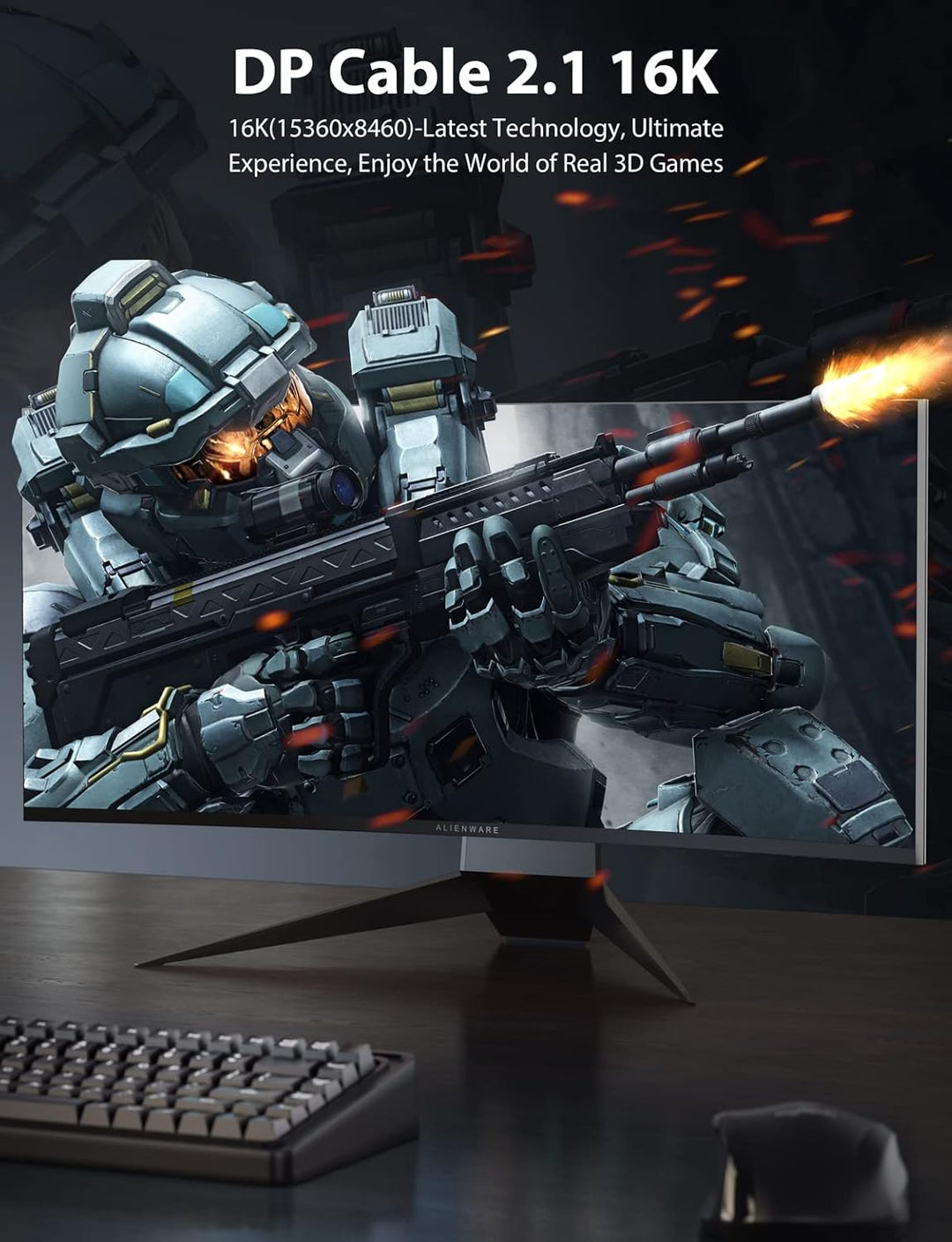 Stouchi DisplayPort Kabel 2.1 4M DP2.1/2.0 Kabel [16K@60Hz,10K@60Hz, 8K@120Hz,4K@240Hz 165Hz 144Hz]