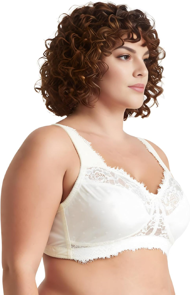 Curve Muse Damen Übergrösse Minimizer Ungefüttert Kabellos Spitze Vollständige Abdeckung BHS Marine,