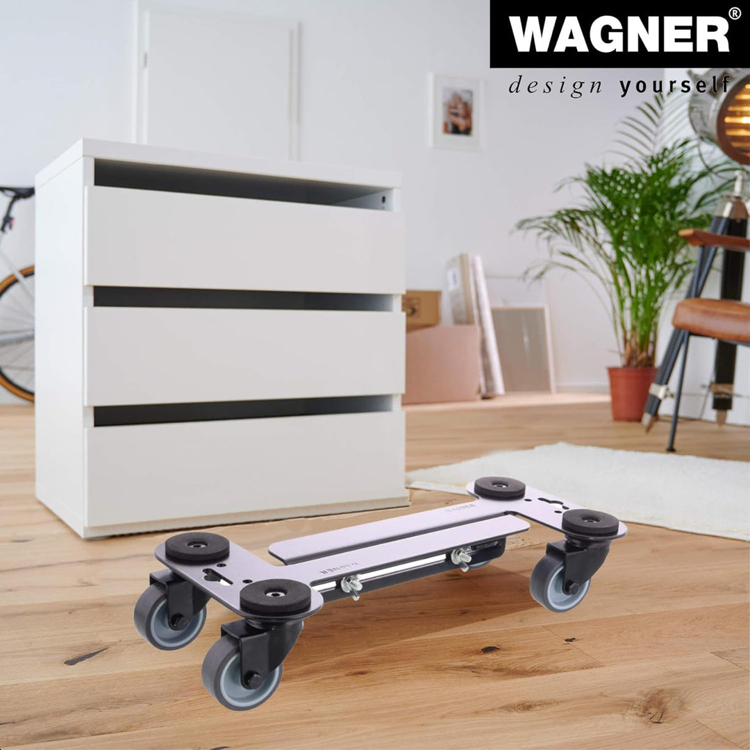 WAGNER Transportroller Transporthilfe I Industriestahl beschichtet 35-50 x 16,5 x 9 cm, Tragkraft 25