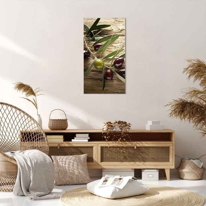 Bilder auf Leinwand 55x100cm Leinwandbild mit Rahmen Oliv italien aroma diät Gross Wanddeko Bild Sch