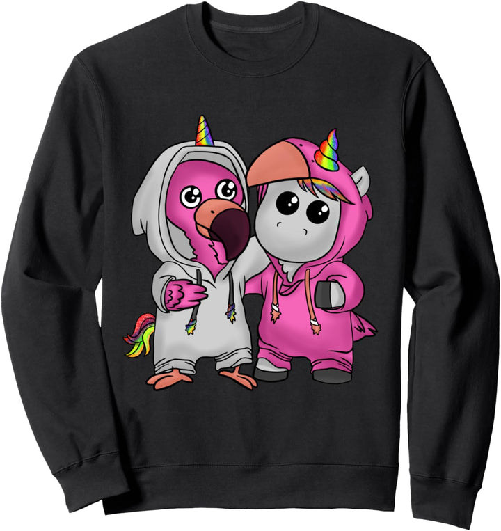 Mädchen Kinder Frauen Damen Mode Einhorn pink Flamingo Sweatshirt