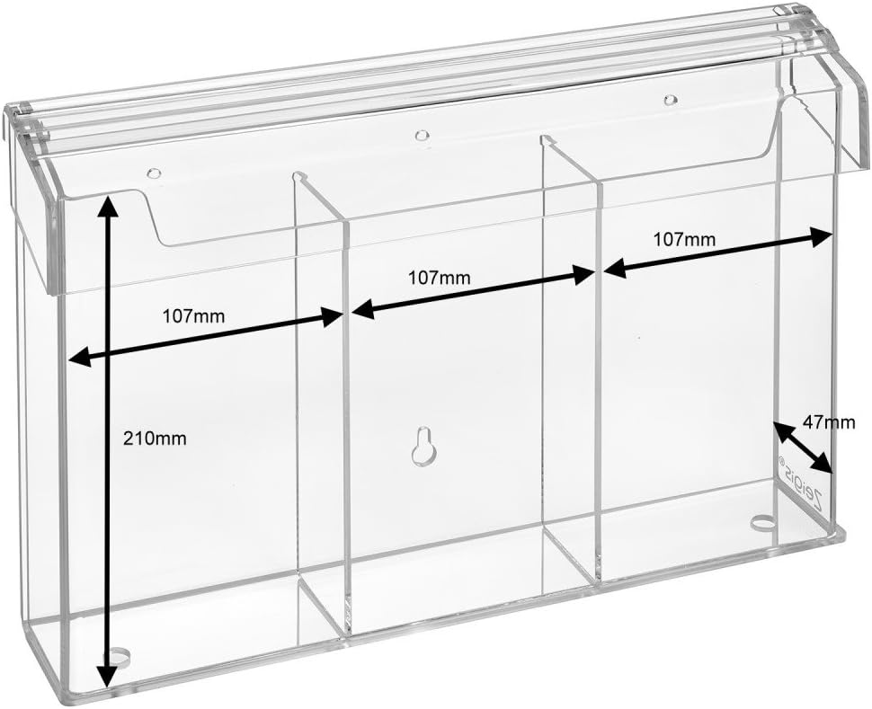 3-Fach DIN Lang Prospektbox/Prospekthalter/Flyerhalter im Hochformat, wetterfest, für Aussen, mit De