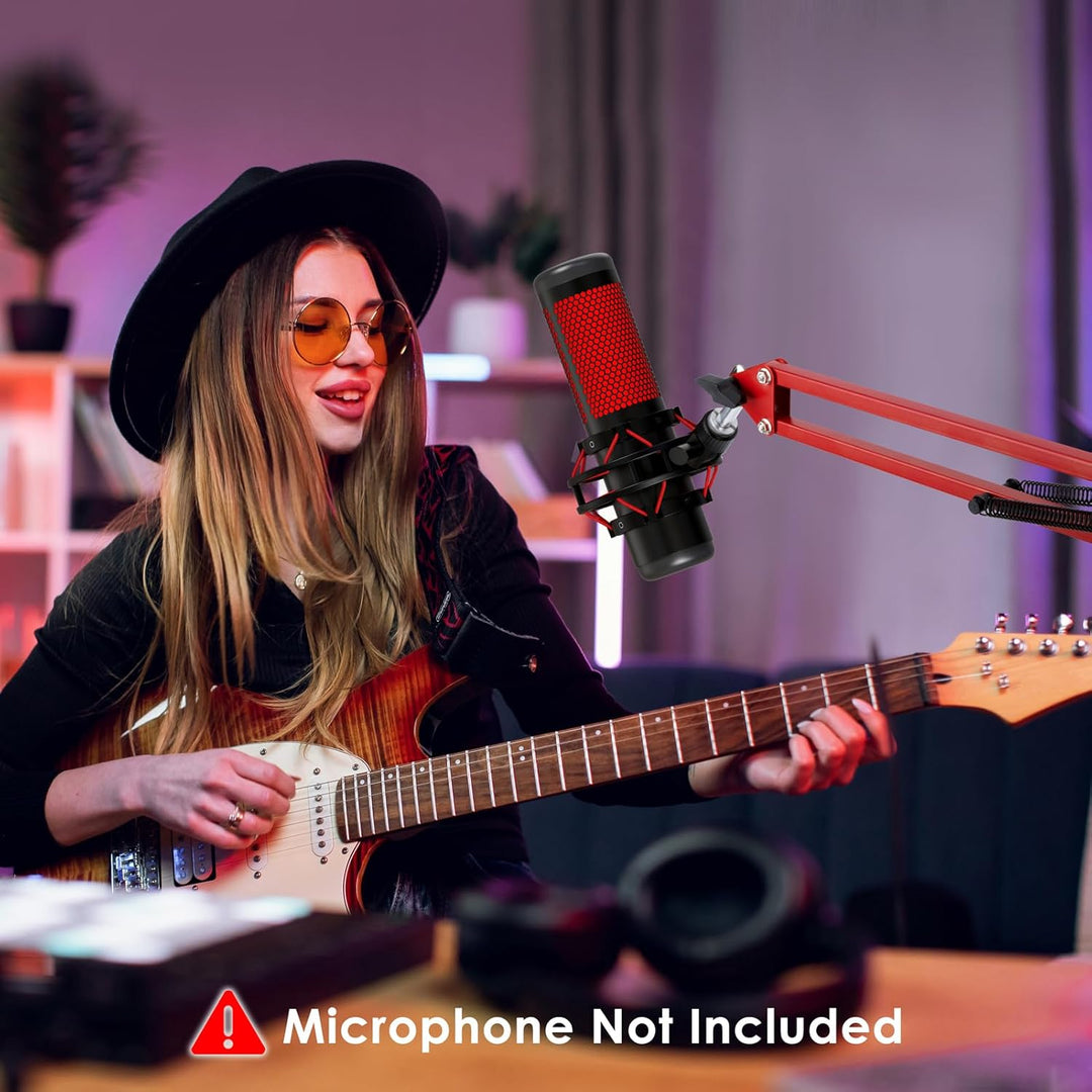 HyperX QuadCast Mikrofonarm Rot, Professioneller Studio Boom Arm mit Schaumstoff Pop-Filter, Mic Stä