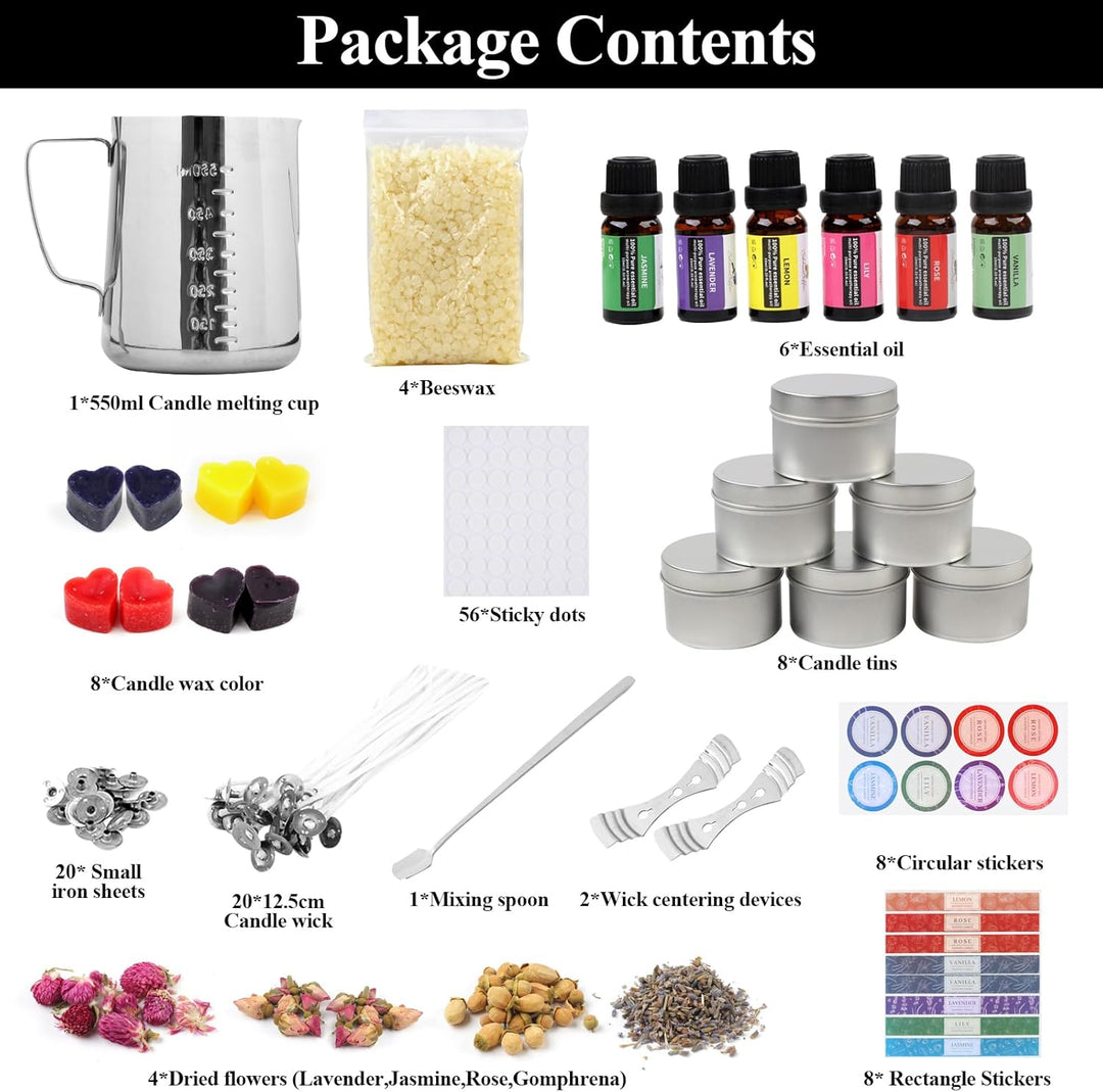 TEPENAR DIY Kerzenherstellung Kit - Kerzen selber Machen Set Duftkerze Geschenke mit Sojawachs, Kerz