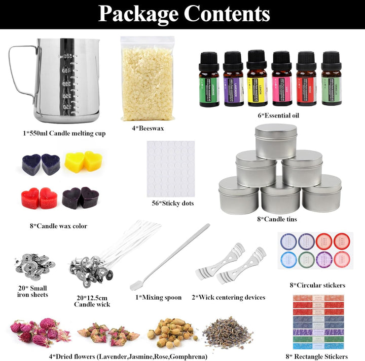 TEPENAR DIY Kerzenherstellung Kit - Kerzen selber Machen Set Duftkerze Geschenke mit Sojawachs, Kerz