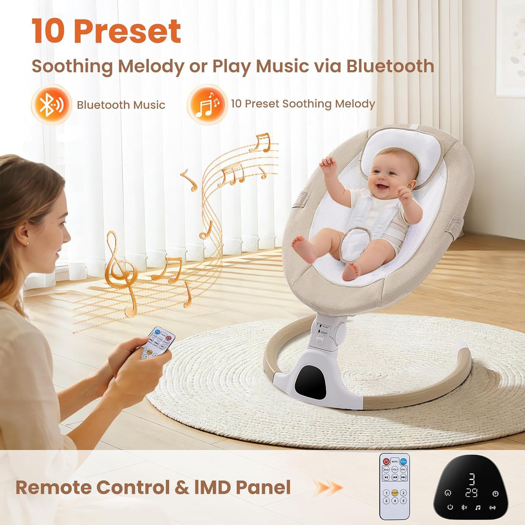 Babywippe Elektrisch, 0–6 Monate, max. 9 kg, Tragbares Neugeborenes Babyschaukel Indoor mit Bluetoot