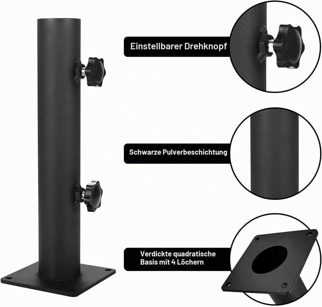 VANROUG Robuster quadratischer Sonnenschirmständer Sonnenschirmfuss aus Stahl mit verstellbarem Knau