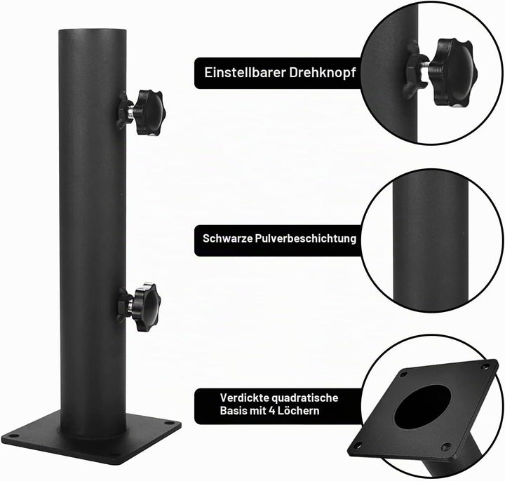 VANROUG Robuster quadratischer Sonnenschirmständer Sonnenschirmfuss aus Stahl mit verstellbarem Knau