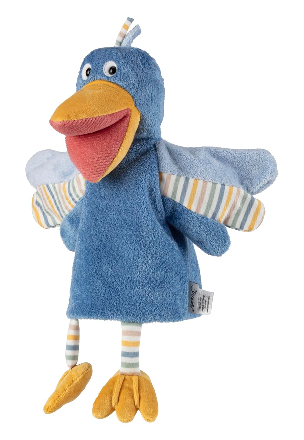 Handpuppe Vogel, weiches Spielzeug für Kasperle Theater, zum Geschichten erzählen und erstes Rollens