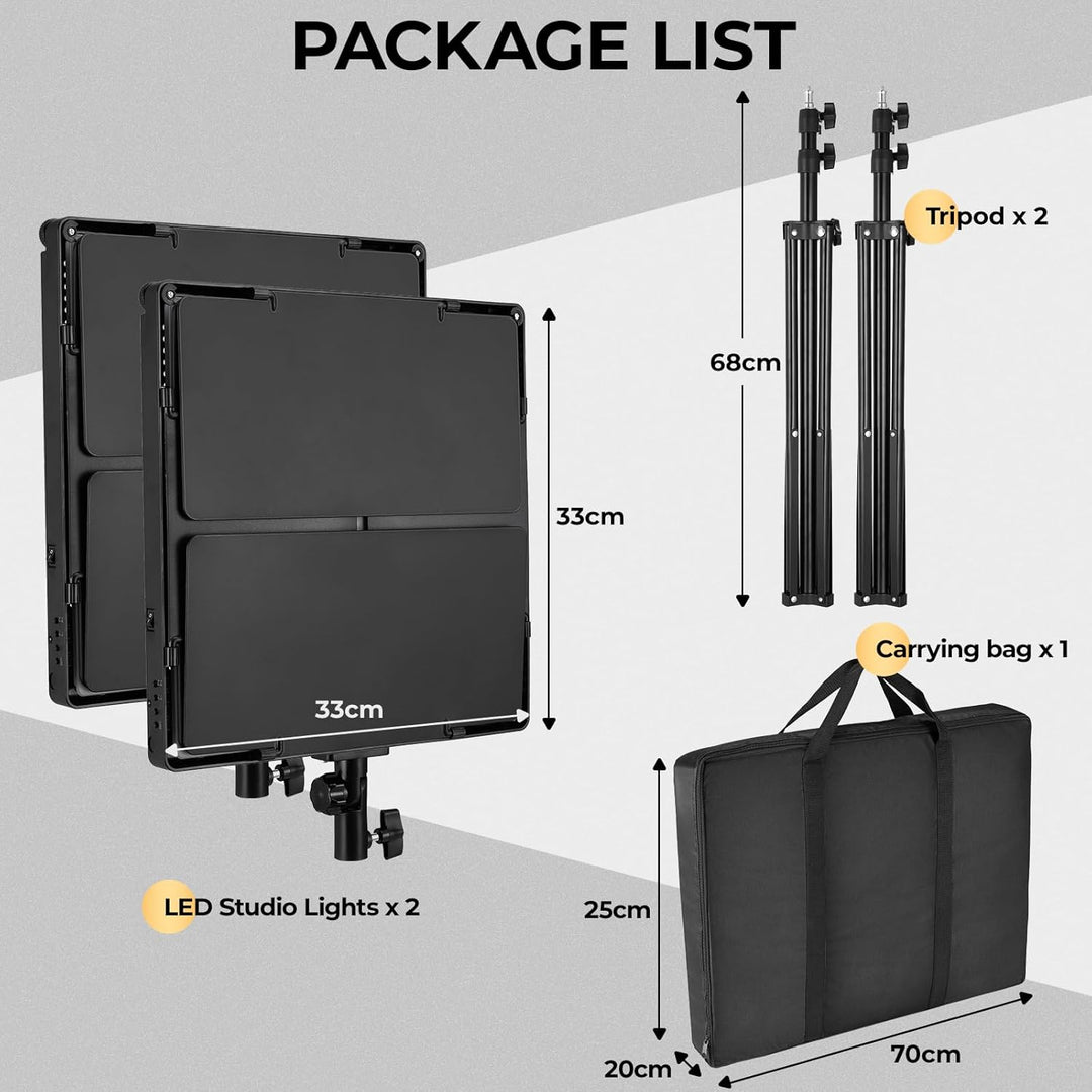LED Videoleuchte, 2-Pack zweifarbige Studioleuchten, 720 LEDs Video Streaming Licht mit Fernbedienun