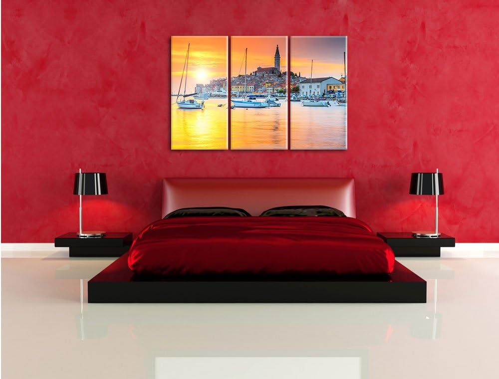 Pixxprint Kroatische Hafenstadt als Leinwandbild | Grösse: 3 Teilig (120x80) | Wandbild| Kunstdruck