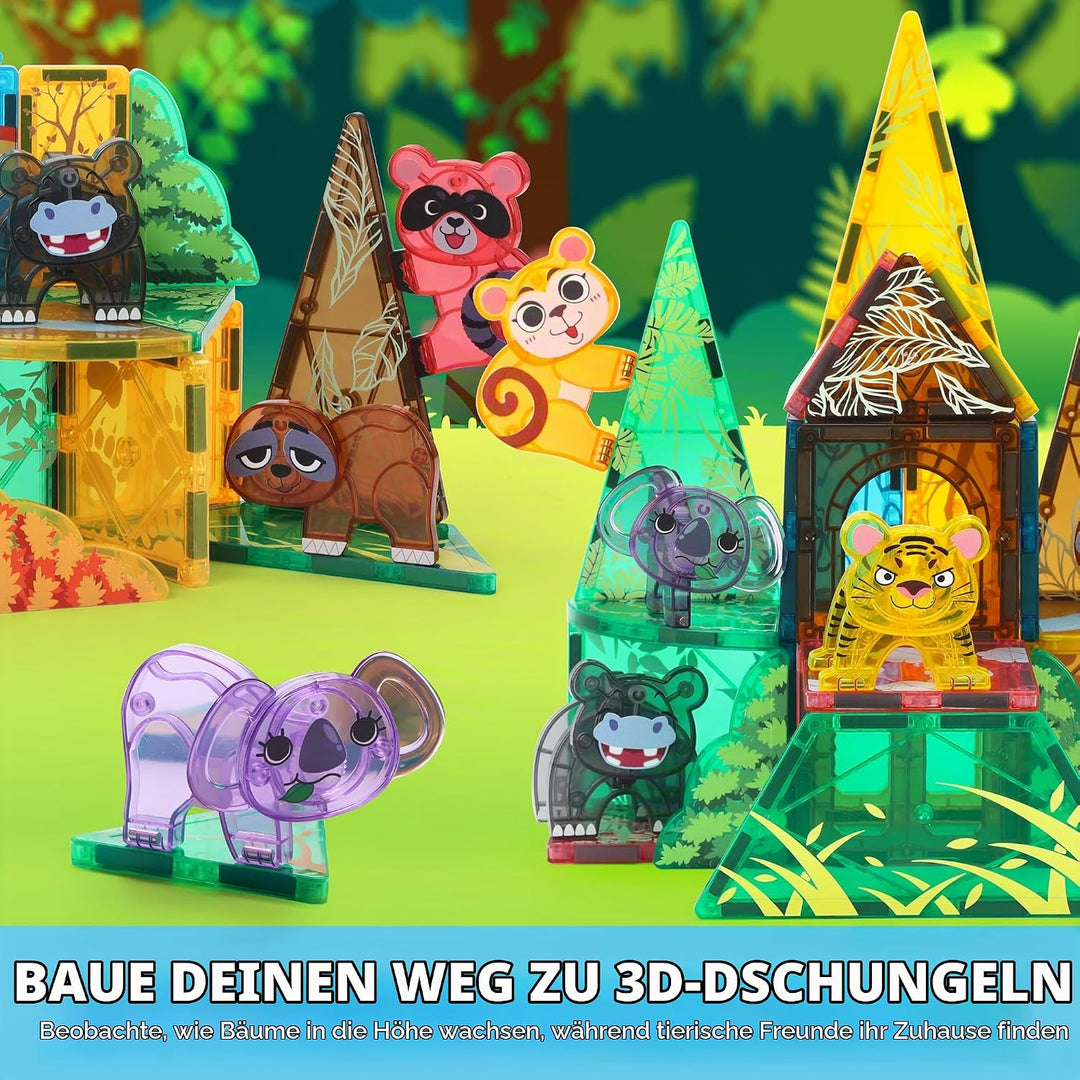 SYNCFUN Magnetische Bausteine,50 Teile Tieren Magnetische Blöcke Bauspielzeug,STEM Magnet Spielzeug