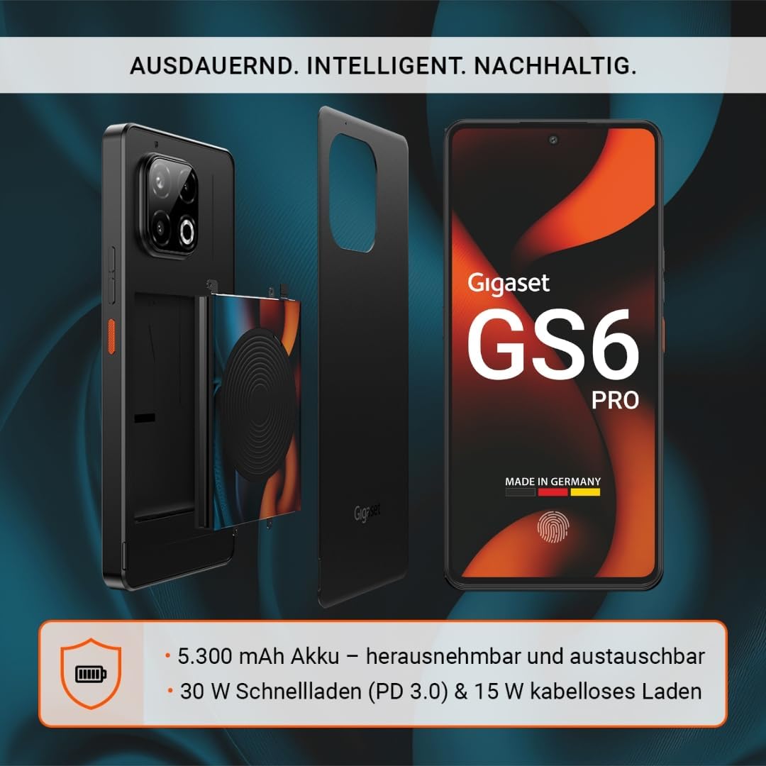 Gigaset GS6 PRO Smartphone – 256GB+8GB RAM - 6,67" FHD+ OLED-Display mit 120Hz - Octa-Core 5G Prozes