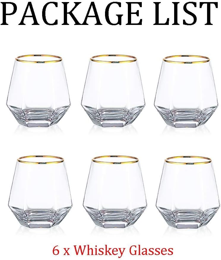 Diamond Whisky Glasses 6er-Set Gekipptes Scotchglas 300 Ml Whiskyglas Moderner Look Für Männer Fraue