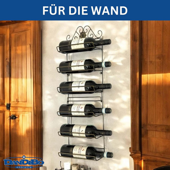 DanDiBo Weinregal Wand Metall Schwarz 240404 Flaschenregal Schmal Wandmontage Wine Rack Weinflaschen