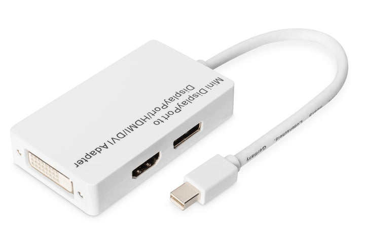 DIGITUS Mini DisplayPort Grafik Y Adapter, mDP zu DVI-D + HDMI + VGA, Full HD 60 Hz, Weiss