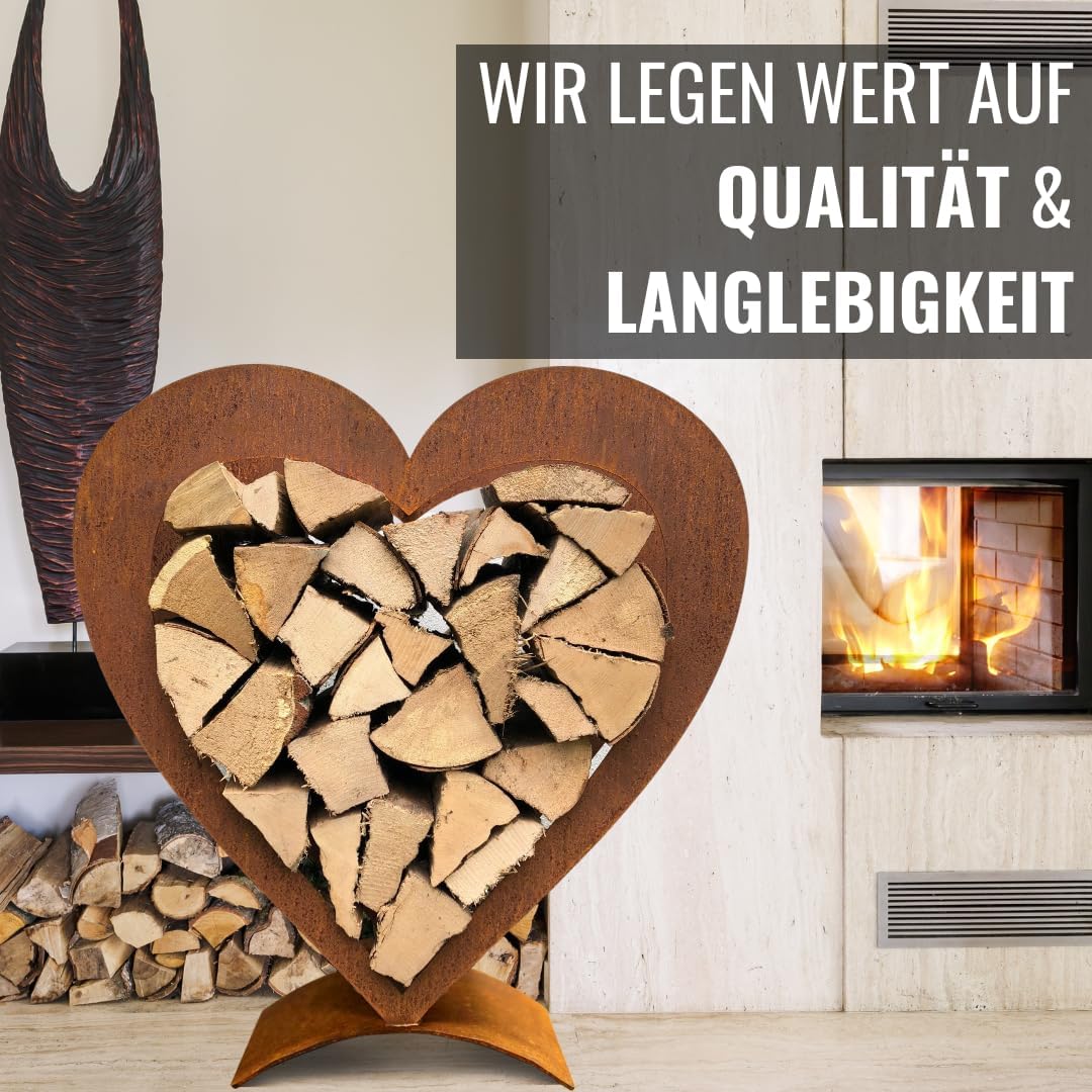 Edel Rost Herz Holzregal (ohne Holz) Made in Germany Edelrost Herz, Gartendeko Herz, Gartenfigur, (H