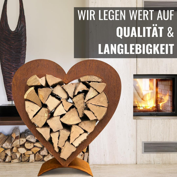 Edel Rost Herz Holzregal (ohne Holz) Made in Germany Edelrost Herz, Gartendeko Herz, Gartenfigur, (H