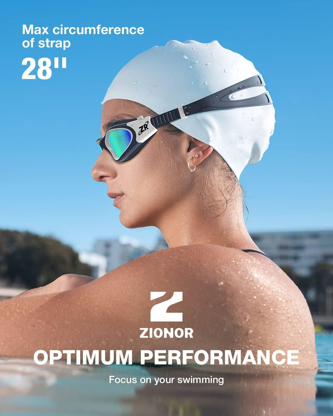 ZIONOR G1 - Polarisierte Schwimmbrille für Unisex und Erwachsene und Damen, beschlagfrei, 100% UV-Sc