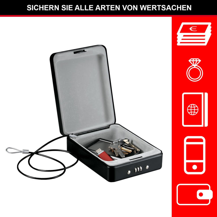 MASTER LOCK Kompakttresor [Kombination] [mit Kabel] P005CEURBLKHRO – Ideal für Scheckbücher, Schmuck