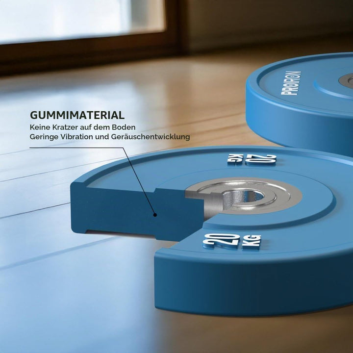 PROIRON Hantelscheiben, Olympic Bumper Plates 50mm, 5-25kg, Hartgummi, Hanteln Gewichtsscheiben nach