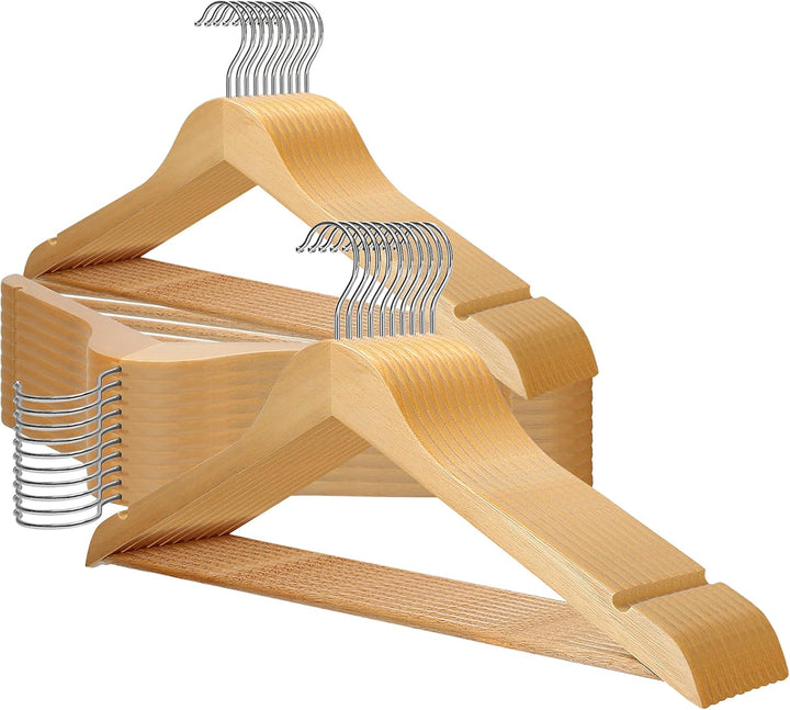 VonBueren 30 x Kleiderbügel Holz | 44,5 x 22 cm je Bügel/Holzbügel | Holzkleiderbügel | 360 Grad dre