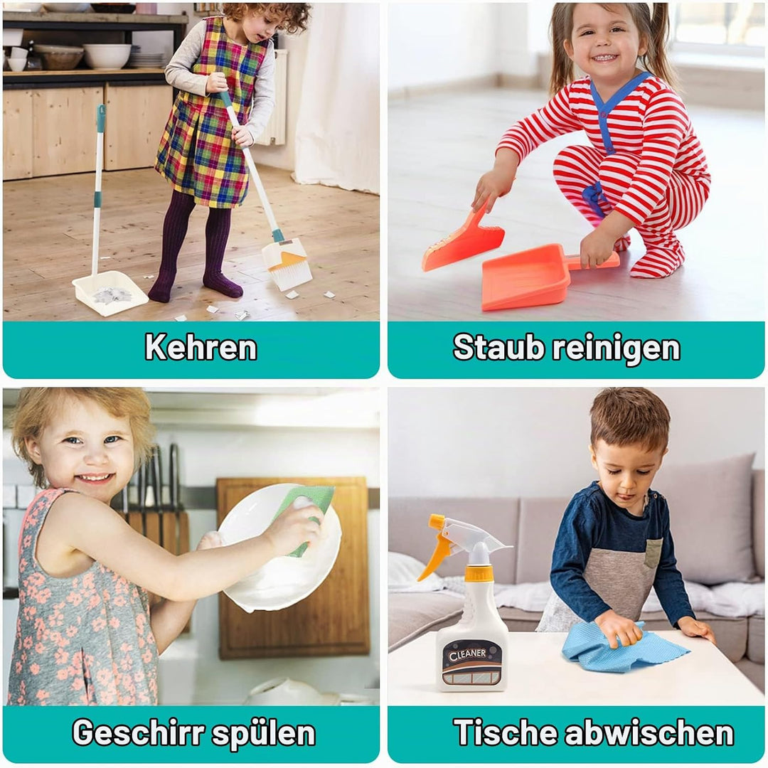 Coolplay Kinder Besen Set, Schaufel und Besen Set 12pcs Kinder Putzset, Kinderbesen Set ab 2 Jahre O