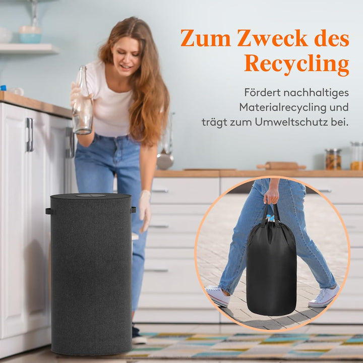 Lifewit 100L Kreis Pfandflaschen Sammelbehälter mit Deckel, Grosser Pfandflaschen behälter für die L