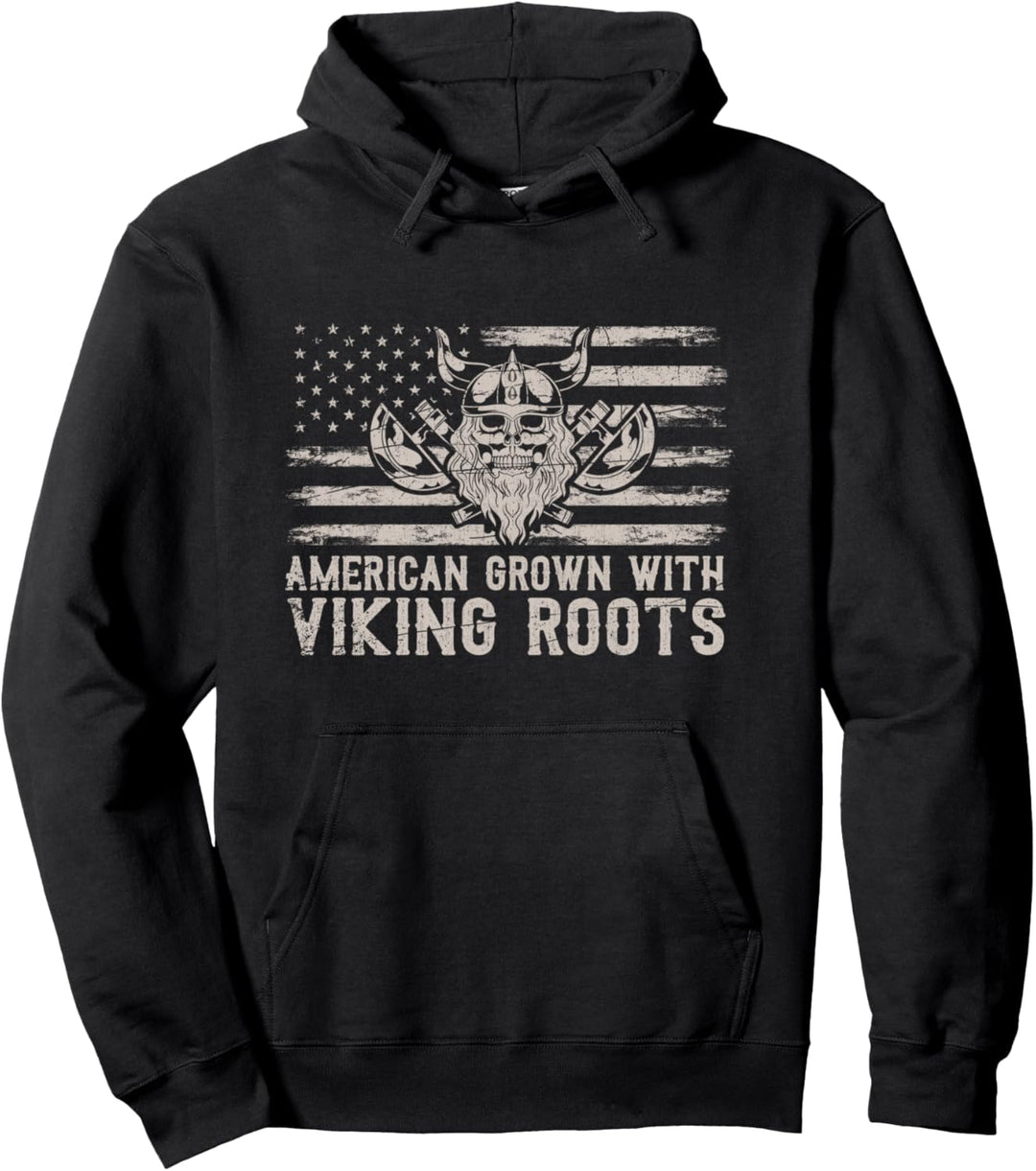 In Amerika geboren mit Wikinger Wurzeln Odin Wikinger Pullover Hoodie