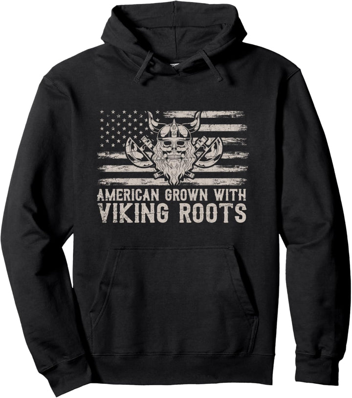 In Amerika geboren mit Wikinger Wurzeln Odin Wikinger Pullover Hoodie
