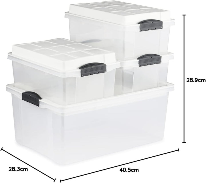 Jive Dome Aufbewahrungsbox 13l mit Deckel, Kunststoff (PP) BPA-frei, Weiss/transparent, 3x13l, (40,5