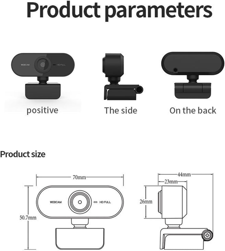 PC-Webcam mit Mikrofon,Live Full HD 1080P 30fps USB-PC-Kamera,360-Grad-Drehung,Plug-in-PC-Kamera Win