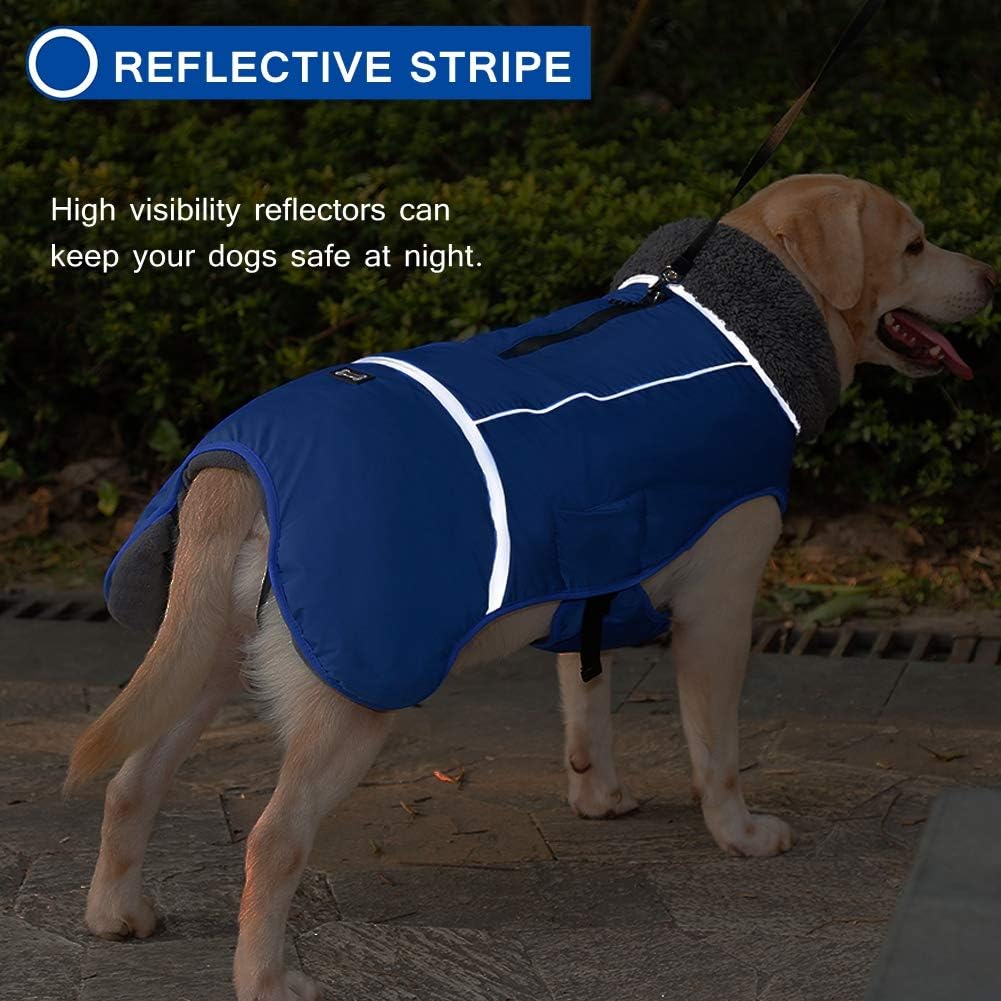 QBLEEV Hundewintermantel, warm, reflektierende Hundejacke, Rollkragen, wasserdicht, für kaltes Wette