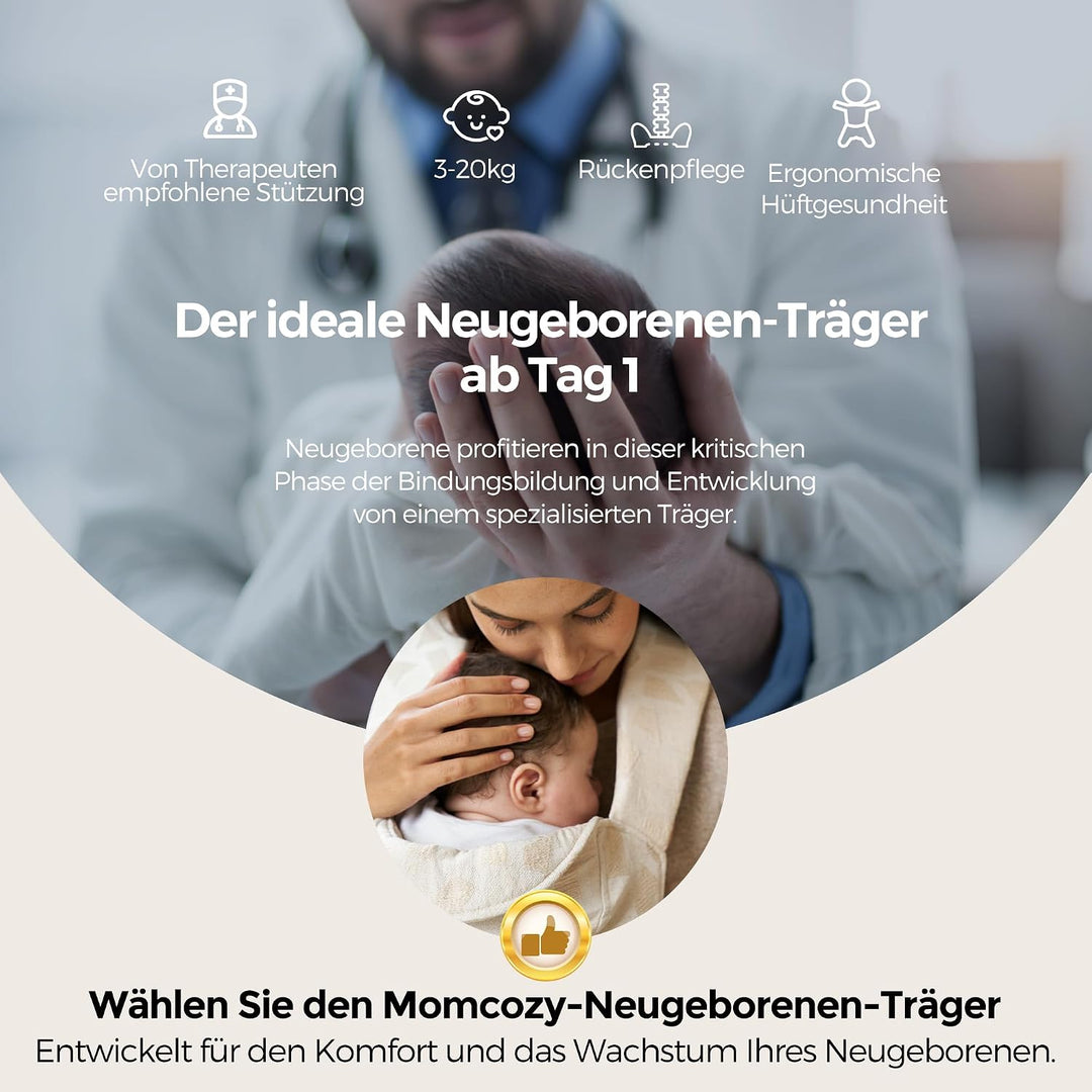 Momcozy Babytrage für Neugeborene ab Geburt 3–11 kg Aprikose, Aprikose
