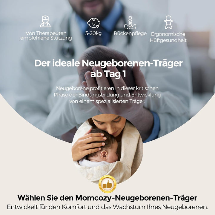 Momcozy Babytrage für Neugeborene ab Geburt 3–11 kg Aprikose, Aprikose