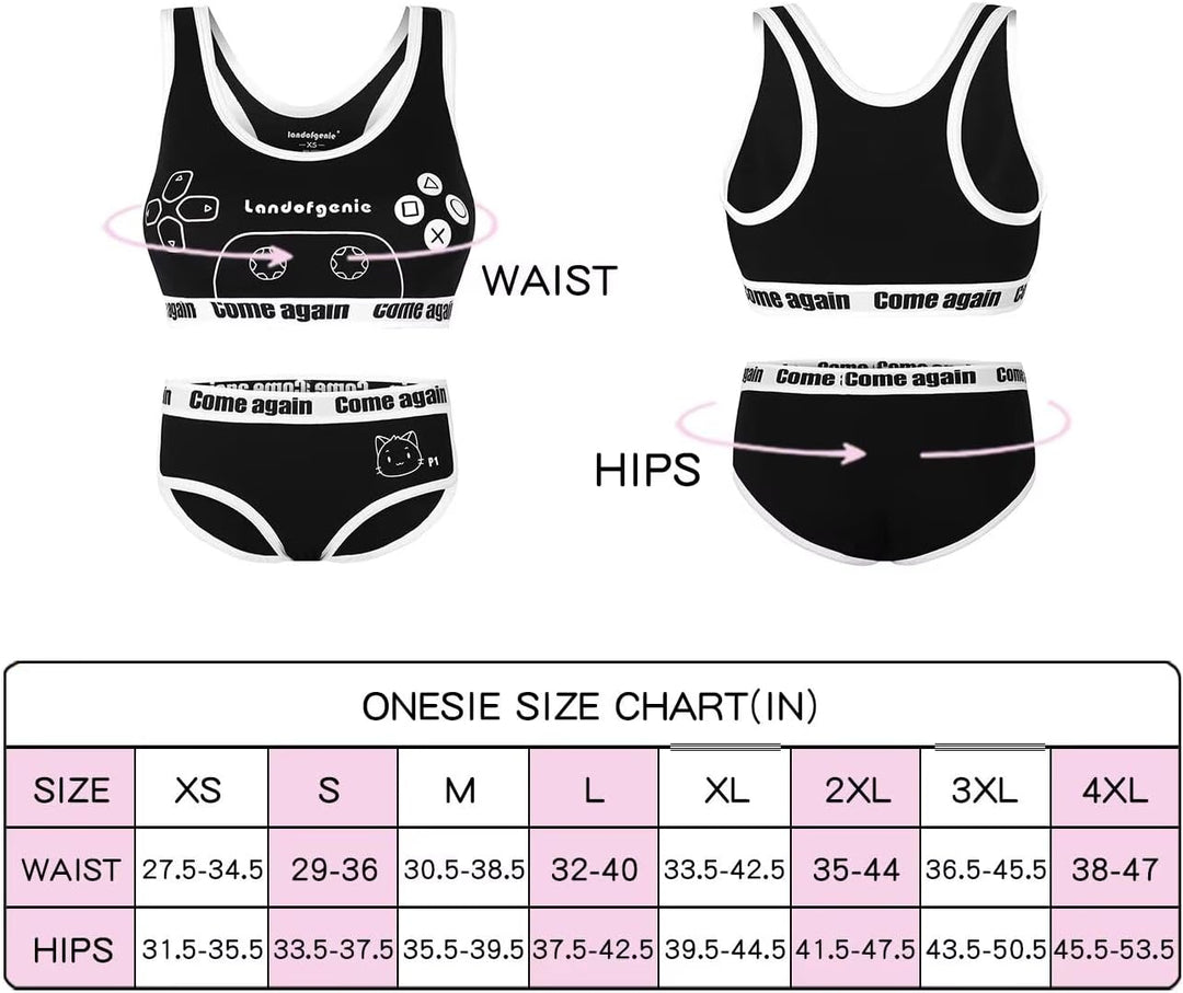 Landofgenie Camisole und Höschen Damen Baumwolle Bralette Set Sport Loungewear Set-Spiel Spielkonsol