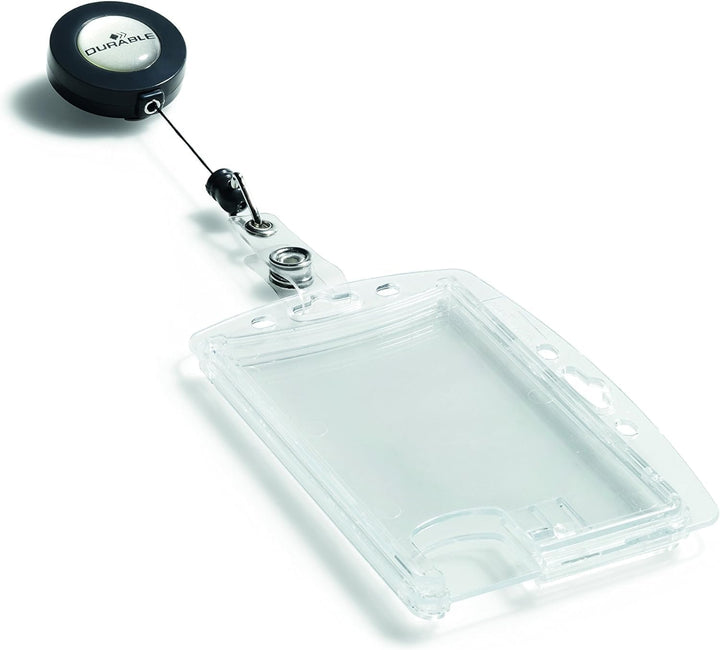 Durable Doppelbox mit Jojo für 2 Betriebs-/Sicherheitsausweise, 10 Stück, transparent, 822419 Für 2