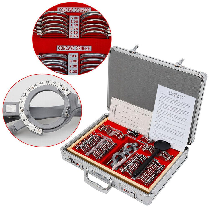 Linsen mit Testbrille 104 Pcs Metal Optometry Testlinsen Optical Trial Lens Set Optometrie Metallran